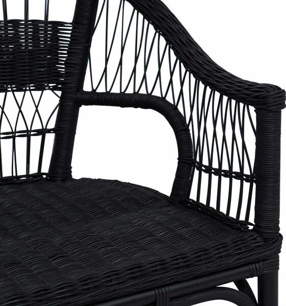 VidaXL Összecsukható Szék Rattan Fekete 60 x 60 x 81 cm