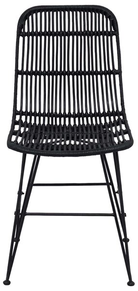 VidaXL Étkezőszék 2 pcs Fekete 41 x 55 x 85 cm Rattan és acél