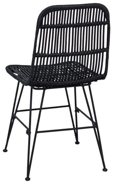 VidaXL Étkezőszék 2 pcs Fekete 41 x 55 x 85 cm Rattan és acél