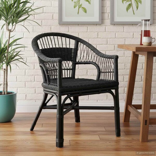 VidaXL Összecsukható Szék Rattan Fekete 60 x 60 x 81 cm