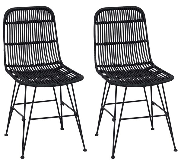 VidaXL Étkezőszék 2 pcs Fekete 41 x 55 x 85 cm Rattan és acél