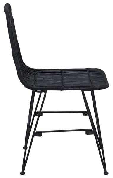 VidaXL Étkezőszék 2 pcs Fekete 41 x 55 x 85 cm Rattan és acél