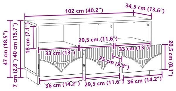 VidaXL TV szekrény Magasfényű Fehér 102 x 34,5 x 47 cm Szerelt Fa