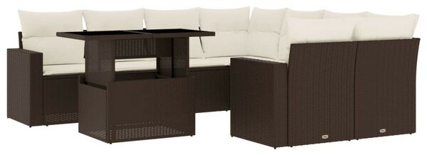 Polyrattan Kerti Ülőgarnitúra - 9 részes - Barna