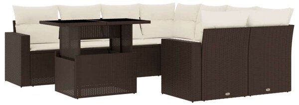 Polyrattan Kerti Ülőgarnitúra - 9 részes - Barna