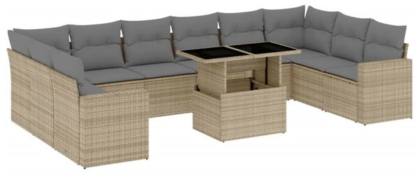 VidaXL Polyrattan Kerti Ülőgarnitúra - 11 részes - Bézs