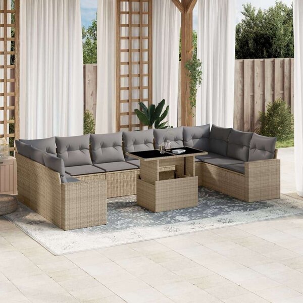 VidaXL Polyrattan Kerti Ülőgarnitúra - 11 részes - Bézs