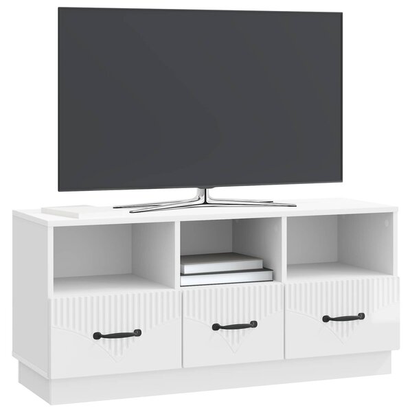 VidaXL TV szekrény Magasfényű Fehér 102 x 34,5 x 47 cm Szerelt Fa