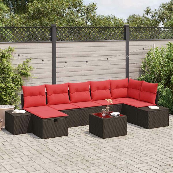 VidaXL Kerti Kanapé Szett párnával 8 pcs Barna polirattan