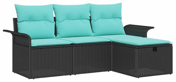VidaXL Kerti Kanapé Szett párnával tárolóval 4 pcs Poli rattan