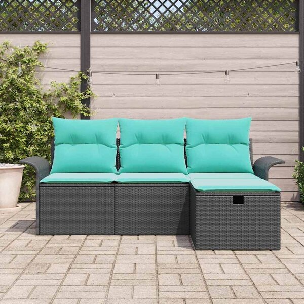 VidaXL Kerti Kanapé Szett párnával tárolóval 4 pcs Poli rattan
