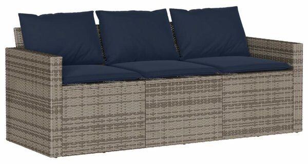 VidaXL 2 részes szürke polyrattan kerti étkezőgarnitúra párnákkal