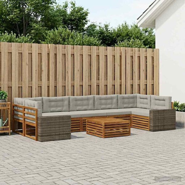VidaXL Kültéri kanapé szett 8 pcs Természetes és Világosszürke