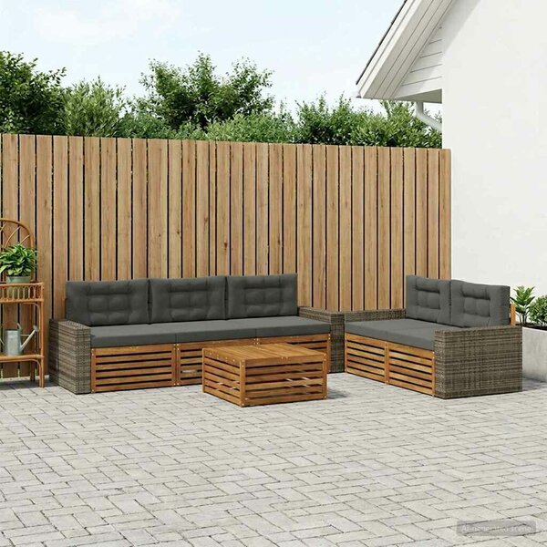 VidaXL Kültéri kanapé szett 6 pcs Természetes és antracit