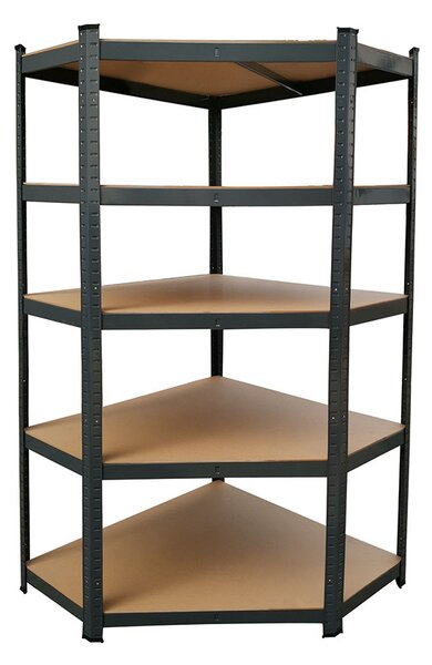 Nagy teherbírású sarokpolc 180x70x40-40 cm 175 kg fekete
