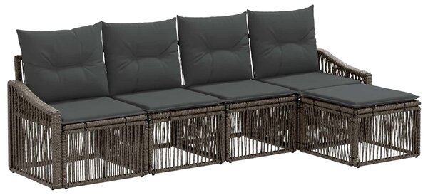 VidaXL Kerti Kanapé Szett 5 pcs Szürke polirattan