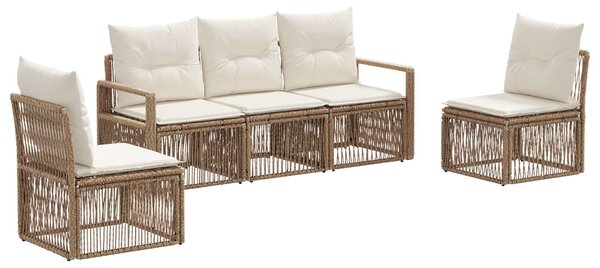 VidaXL Kerti Kanapé Szett 5 pcs Bézs polirattan