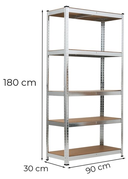 Nagy teherbírású polc 180x90x30 cm 175 kg króm