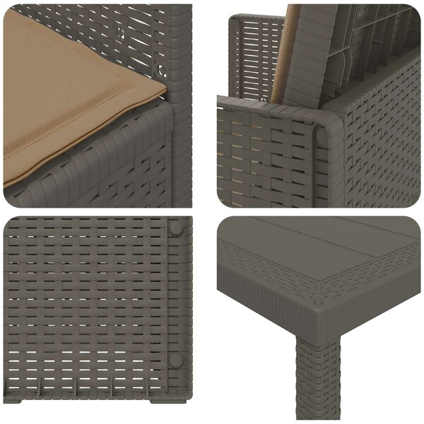 VidaXL Kert étkező szett párnával 7 pcs Világosszürke és Taupe PP
