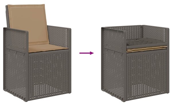 VidaXL Kert étkező szett párnával 7 pcs Világosszürke és Taupe PP