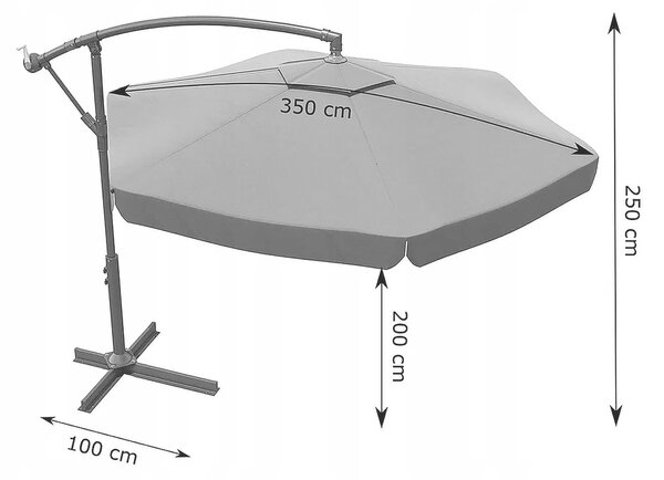 Kerti napernyő állítható dőlésszöggel, UV-védő kupolával, védőhússal, 300 cm átmérővel, szürke