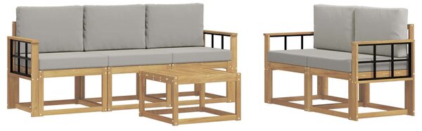 VidaXL Kültéri kanapé szett 6 pcs Fehér és Világosszürke