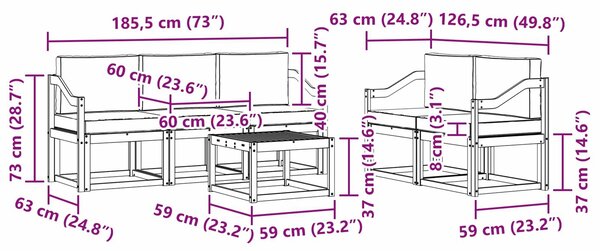 VidaXL Kültéri kanapé szett 6 pcs Fehér és Világosszürke