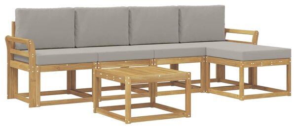 VidaXL Kültéri kanapé szett 6 pcs Fehér és Világosszürke