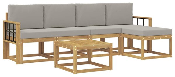 VidaXL Kültéri kanapé szett 6 pcs Fehér és Világosszürke