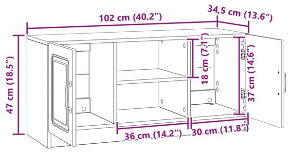 VidaXL TV szekrény Magasfényű Fehér 102 x 34,5 x 47 cm Szerelt Fa