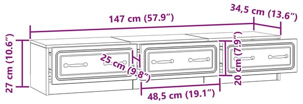 VidaXL TV szekrény fiókkal Fehér 147 x 34,5 x 27 cm Szerelt Fa