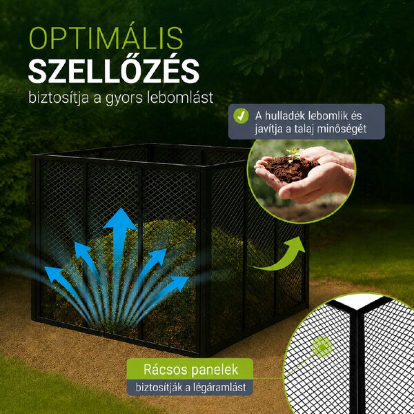 Juskys Fém komposztáló 450 L - fekete