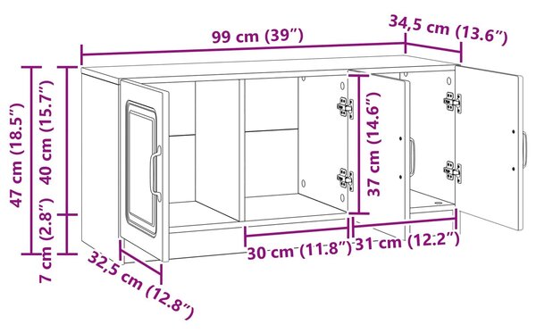 VidaXL TV szekrény Magasfényű Fehér 99 x 34,5 x 47 cm Szerelt Fa