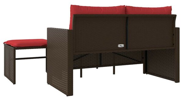 3 db barna polyrattan kerti kanapégarnitúra párnákkal