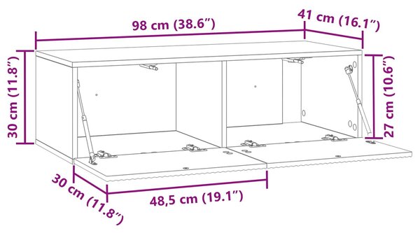 VidaXL Fali TV szekrény Magasfényű Fehér 98 x 41 x 30 cm Szerelt Fa