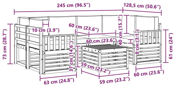 VidaXL Kültéri kanapé szett 7 pcs Fehér és Krém színű Poliészter