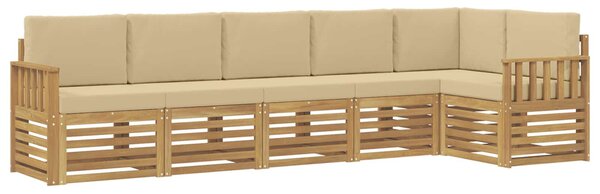 VidaXL Kültéri kanapé szett 6 pcs Fehér és Bézs 306 x 128,5 x 73 cm