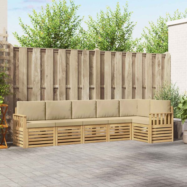 VidaXL Kültéri kanapé szett 6 pcs Fehér és Bézs 306 x 128,5 x 73 cm