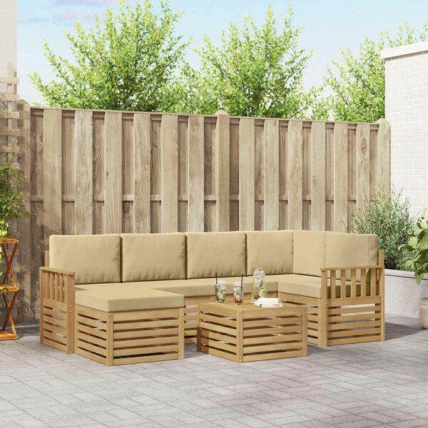VidaXL Kültéri kanapé szett 7 pcs Fehér és Bézs 59 x 59 x 37 cm