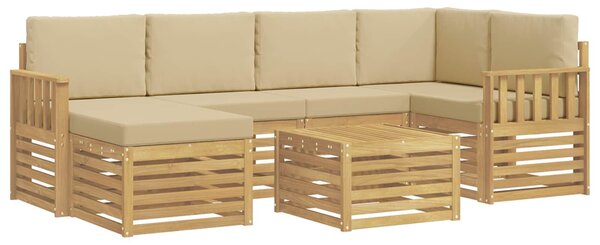 VidaXL Kültéri kanapé szett 7 pcs Fehér és Bézs 59 x 59 x 37 cm