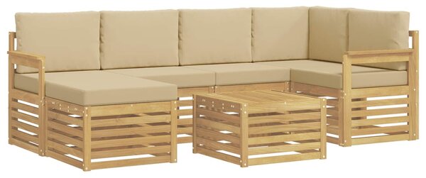 VidaXL Kültéri kanapé szett 7 pcs Fehér és Bézs 59 x 59 x 37 cm