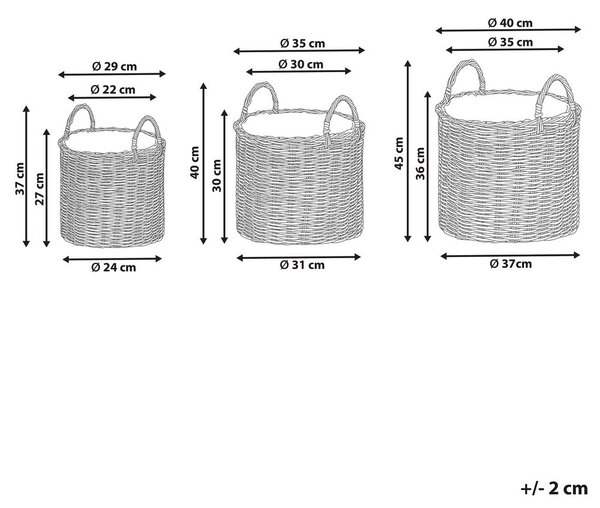 3 darabos fonott virágtartó szett NIKITI PE Rattan 29/35/40 cm Tópszín