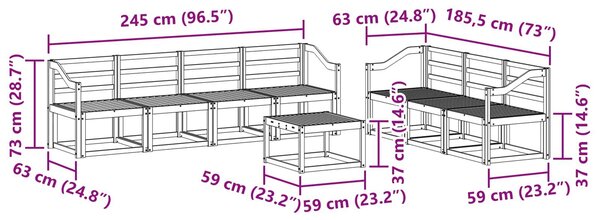 VidaXL Kültéri kanapé szett 8 pcs Fehér 59 x 59 x 37 cm Tömör Akácfa