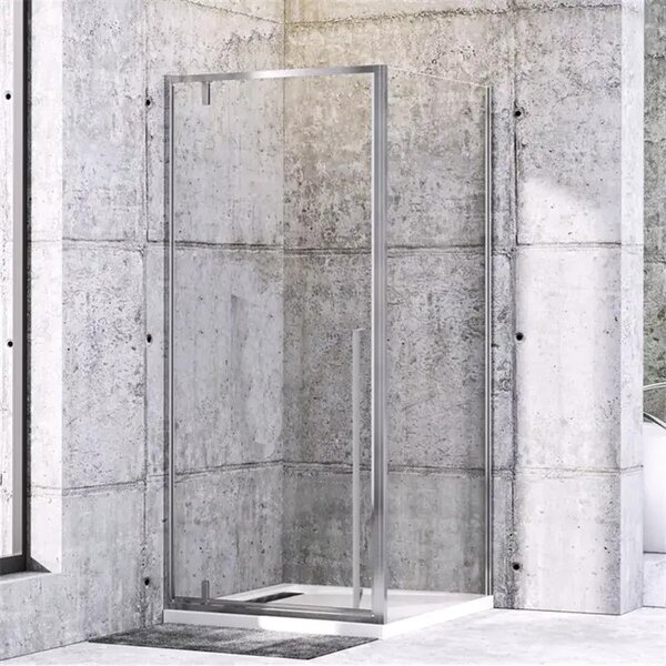 Quadro 90x90 cm szögletes fix és nyílóajtós zuhanykabin 6 mm vastag biztonsági üveggel, 195 cm magas