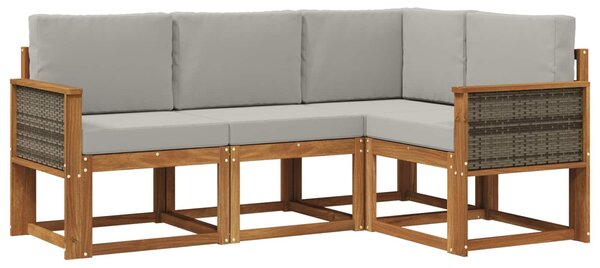 VidaXL Kültéri kanapé szett 4 pcs Természetes és Világosszürke