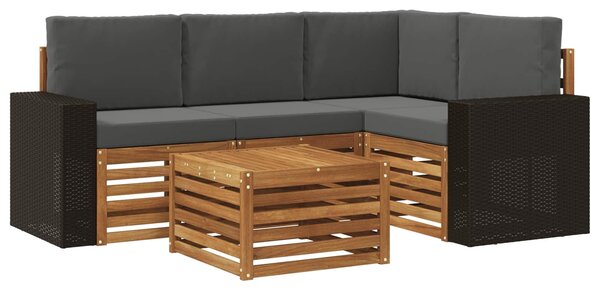 VidaXL Kültéri kanapé szett 5 pcs Természetes és antracit
