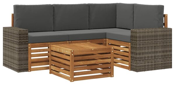 VidaXL Kültéri kanapé szett 5 pcs Természetes és antracit