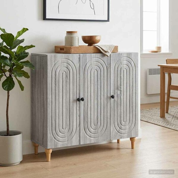 VidaXL Széf Szürke Sonoma 89 x 34,5 x 80 cm Szerelt Fa