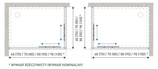 Olga SQ Element 80 zuhanyajtó fekete