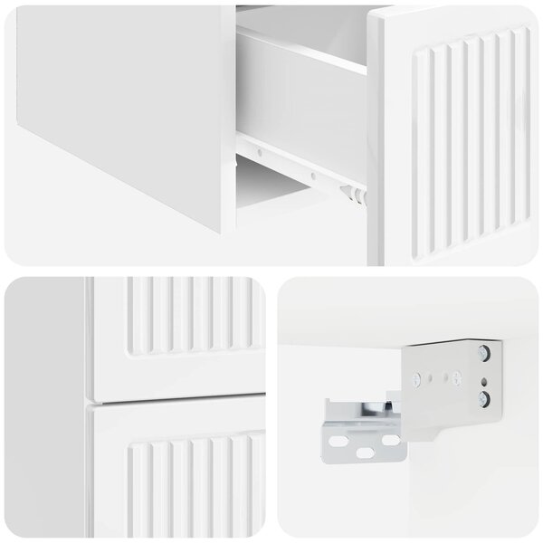 VidaXL Fali éjjeli szekrény 2 pcs Magasfényű Fehér 33 x 34,5 x 40 cm